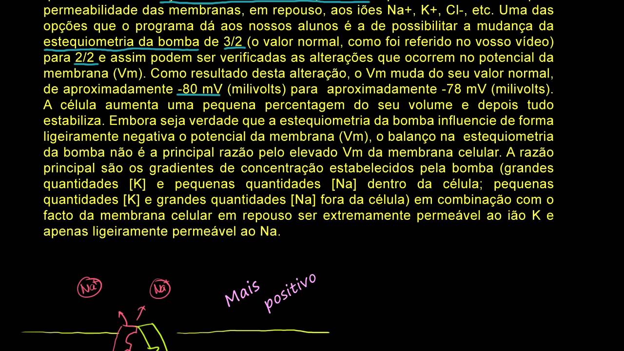Como pode uma bomba de sódio potássio manter uma diferença de potencial elétrico (10º ano)