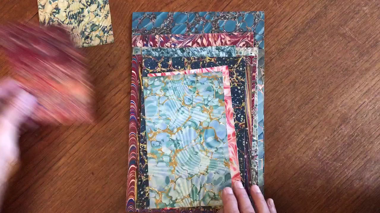 Marbled paper lot x 20 sheets c.1750's-1890's European & American made #B2