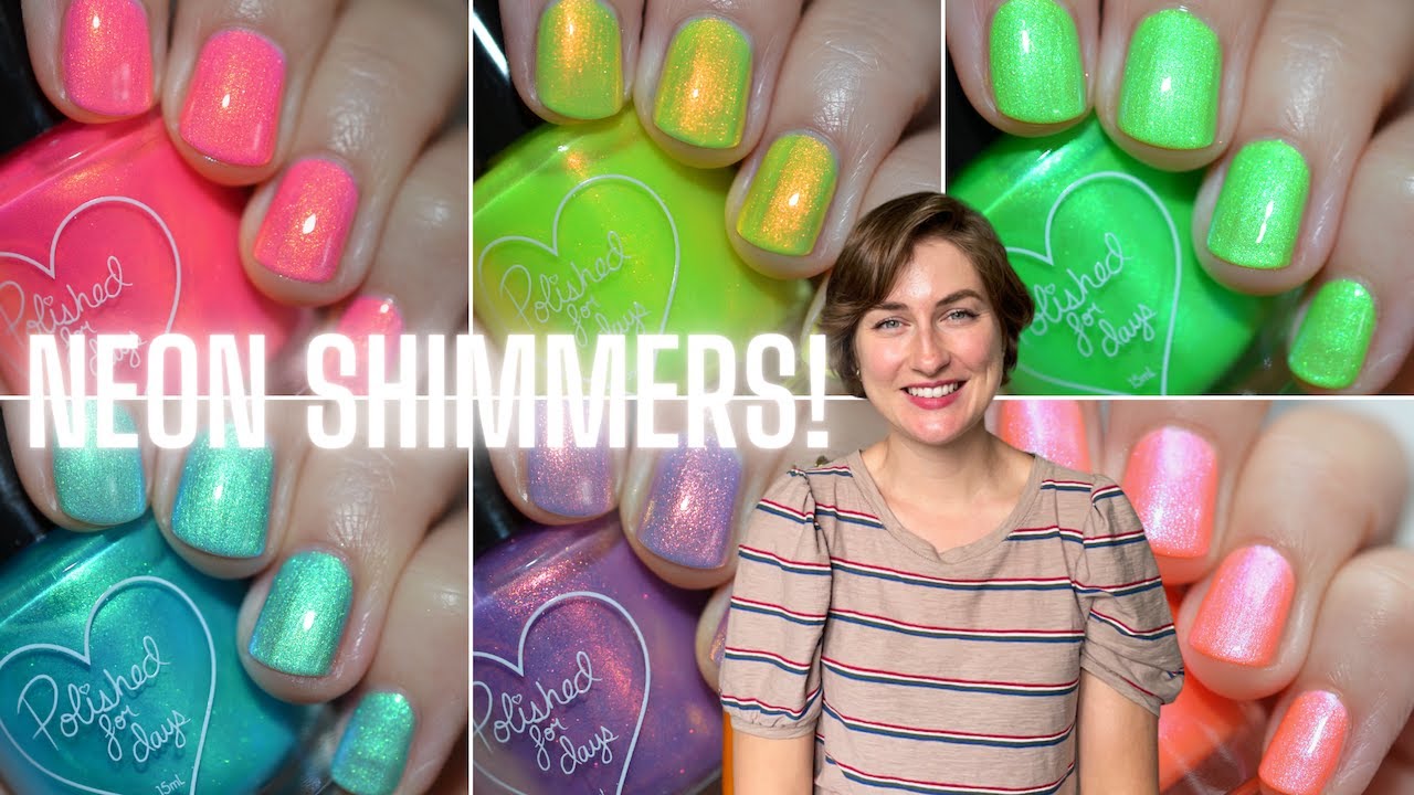 Коллекция лаков для ногтей Day Glo Neon Shimmers + новое голографическое верхнее покрытие!
