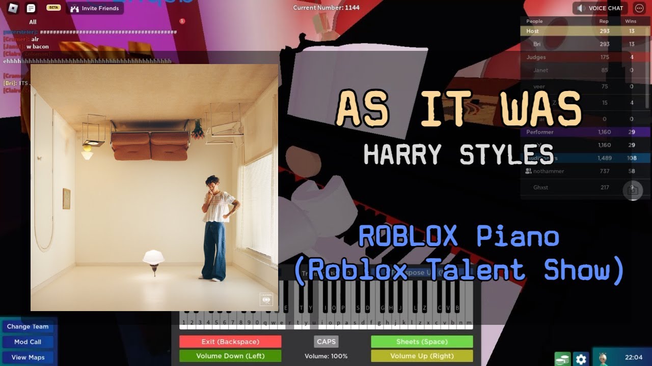 Harry Styles - As It Was | Roblox Got Talent (ROBLOX Piano Cover)