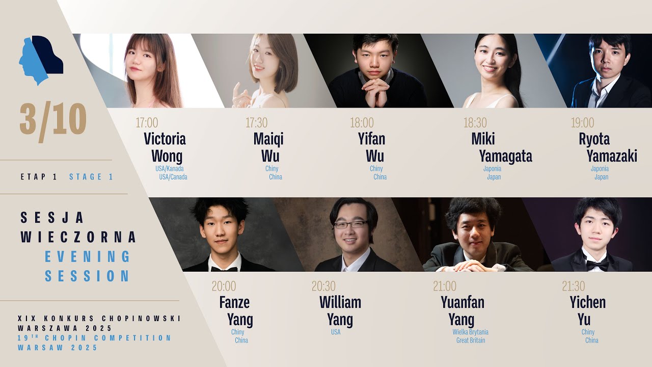 The 19th International Fryderyk Chopin Piano Competition (evening session), 3.10.2025