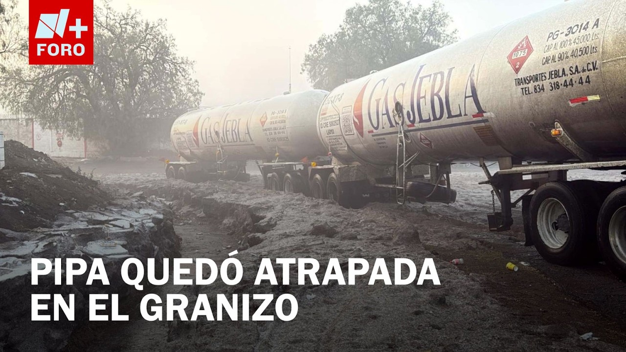 Pipa se Atora con Capas de Granizo en la México-Pachuca Hoy 10 de Marzo de 2026
