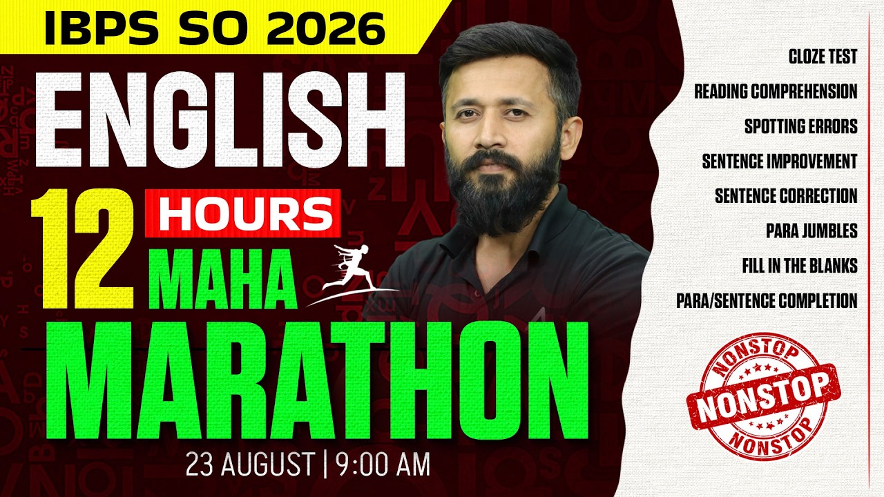IBPS SO English 2026 | IBPS SO English 12 Hours Maha Marathon | Complete English in One Video 🔥