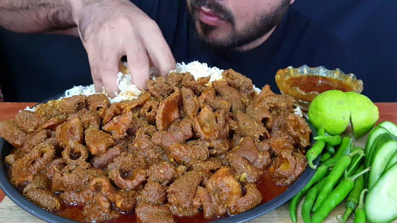 ASMR; Eating Spicy Mutton Boti Curry with Basmati Rice (Eating Show) REAL MUKBANG(NO TALKING)