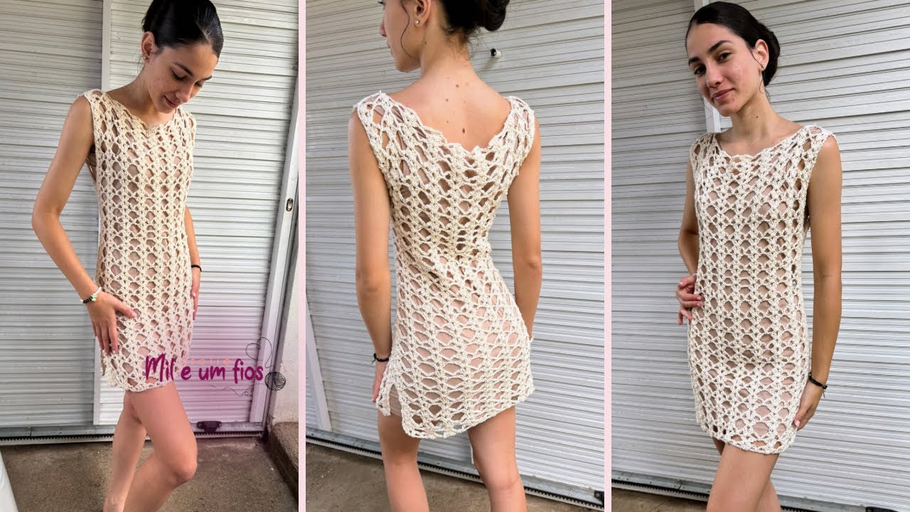 ✅ VESTIDO DE CROCHÊ TUBINHO: Elegância e Estilo Feito à mão/ saída de praia de crochê