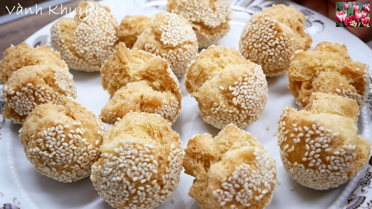 Bánh Cười, Bánh Mè Nứt Giòn, Bánh Rán Mè / Bánh Mè Cười, Cách làm món Bánh Việt Tuổi thơ Vanh Khuyen