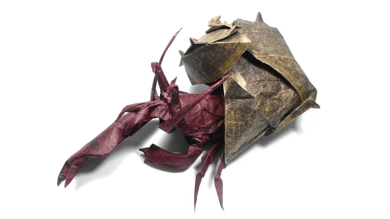 ORIGAMI HERMIT CRAB TIME LAPSE (Satoshi Kamiya) 折り紙 ヤドカリ Einsiedlerkrebs Cangrejo ermitaño