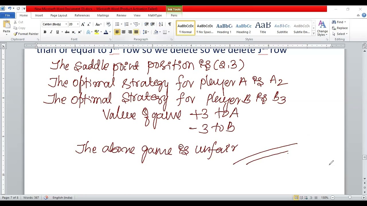 2ND PUC STATISTICS = OR = GAME THEORY = DOMINANCE PRINCIPLE (GURANTEE 5 MARKS QUESTIOON)