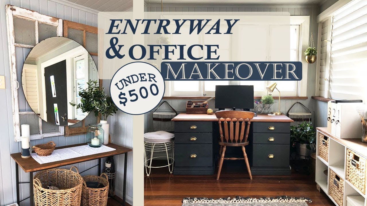 Entryway/Office Room Transformation on a Budget + CONTEST/GIVEAWAY | Farmhouse Style | The ReStyler