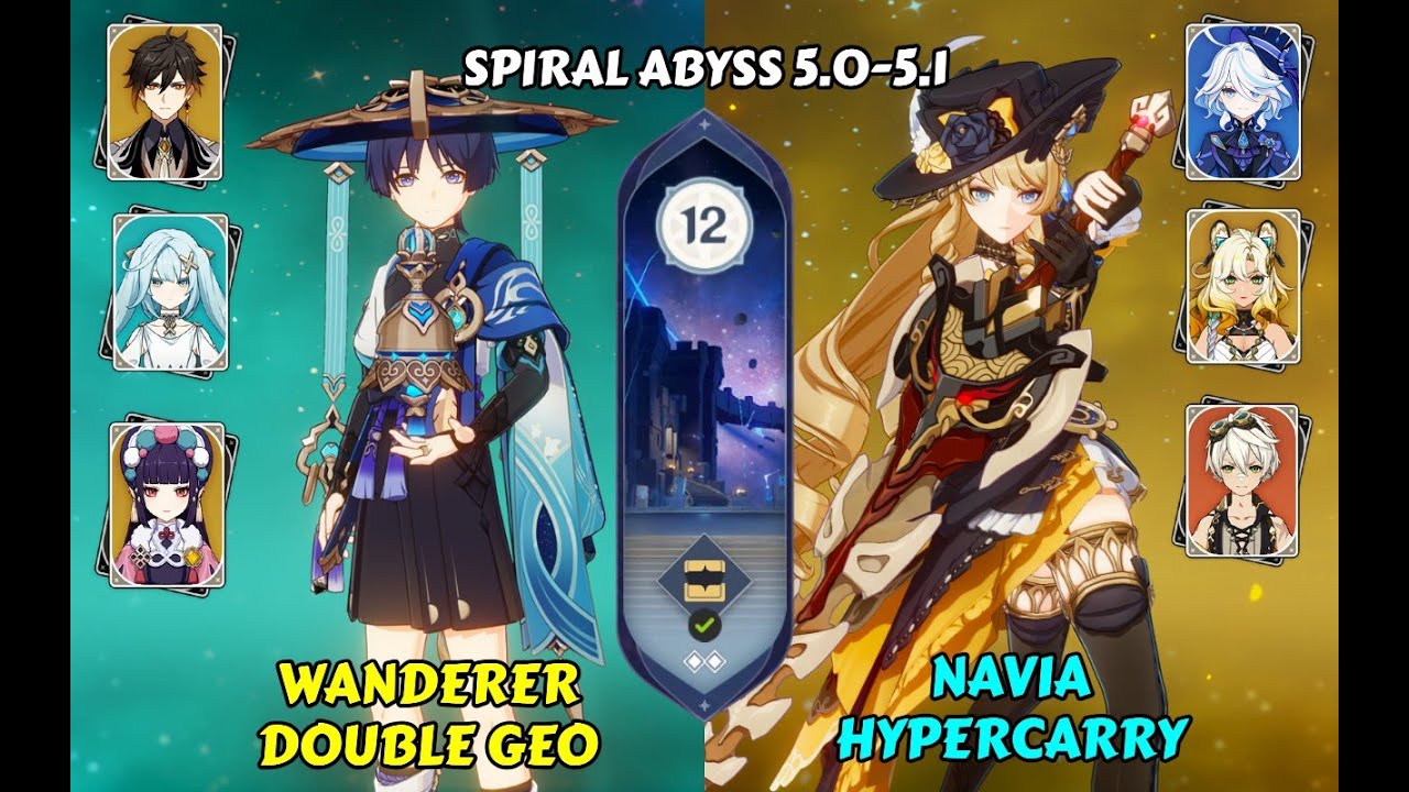 Wanderer DoubleGeo & Navia Hypercarry ft C0 Xilonen | Spiral Abyss 5.0/5.1  | Genshin Impact