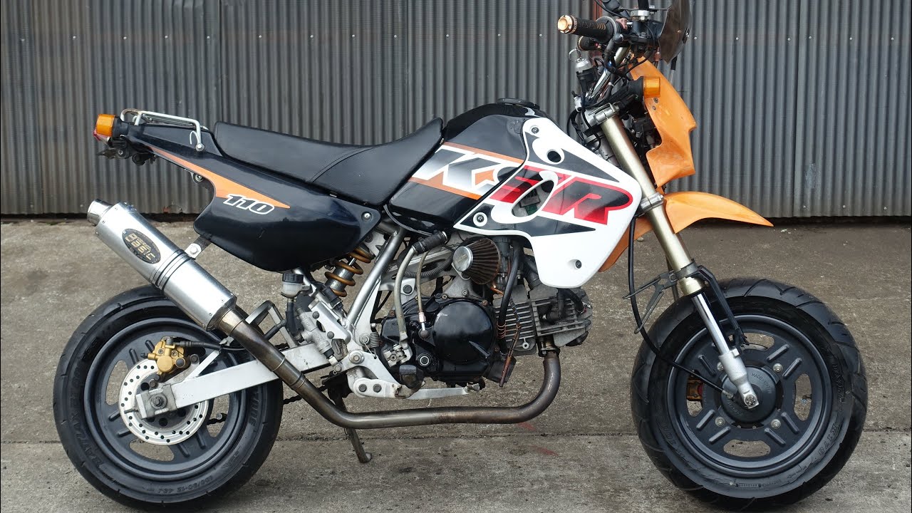 ★カワサキ KSR110 改★KL110A-A0350★タケガワ スーパーヘッド スカットピストン 良好 クールスタート★JMCA タケガワ 武川 フルエキゾースト マフラーサウンド