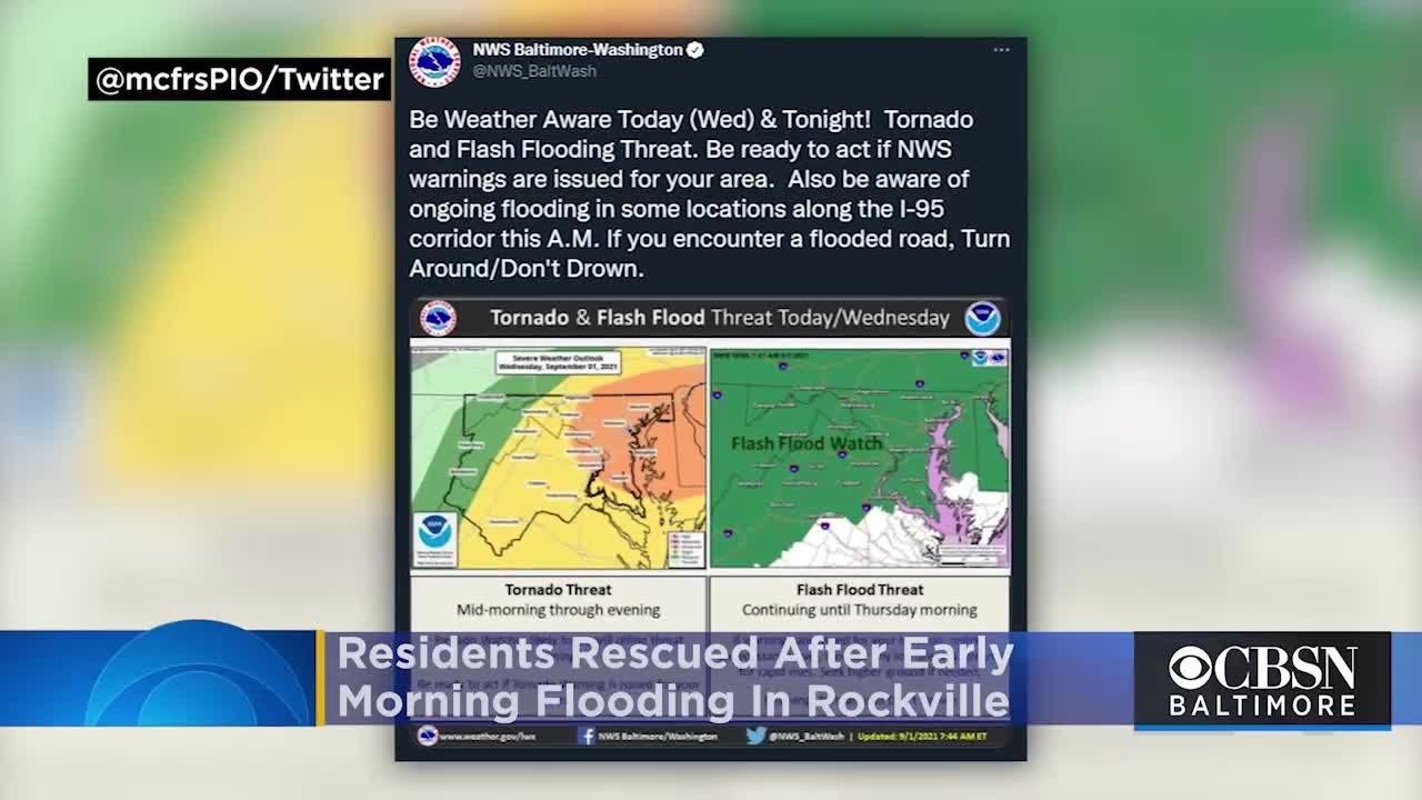 Residents Rescued After Early Morning Flooding In Rockville As Ida Remnants Hit Maryland