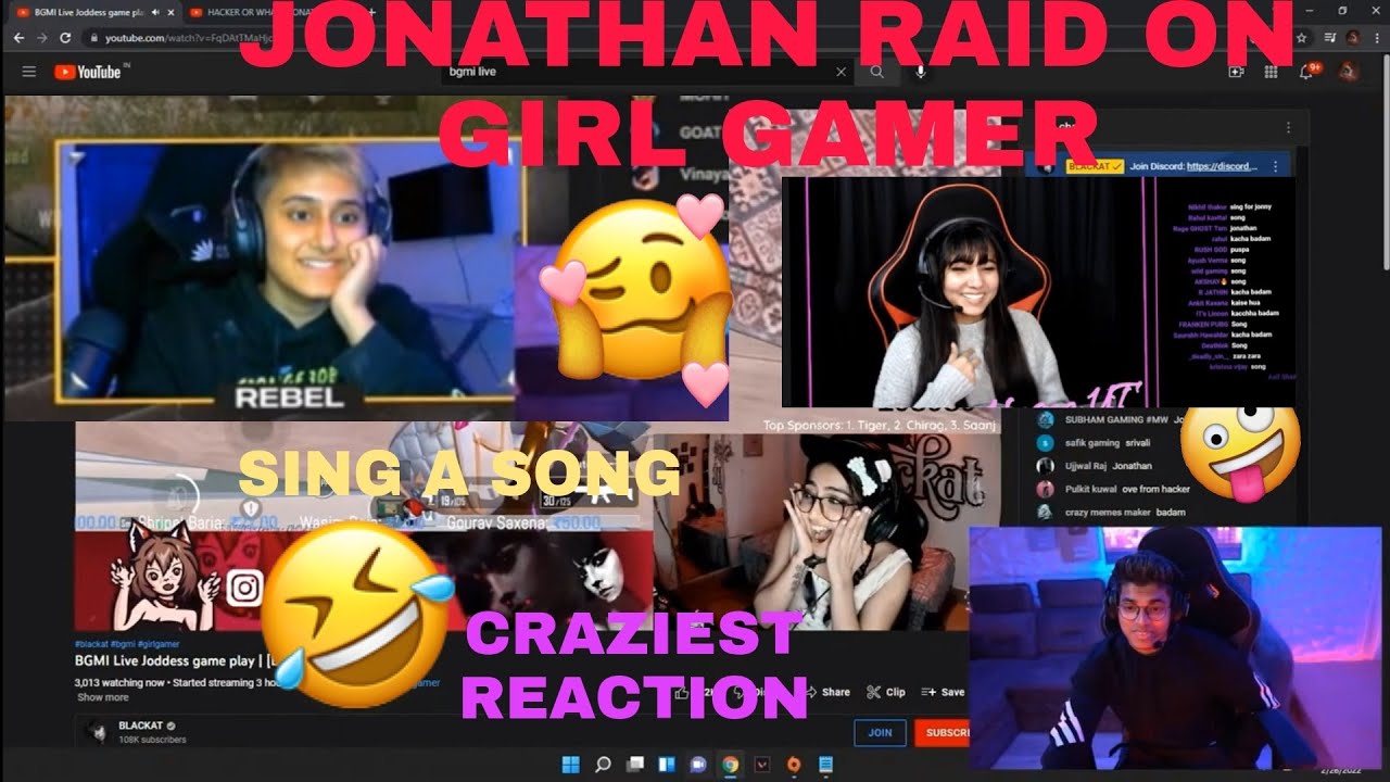 Jonathan Raid on  Girl Gamer ❤️ Craziest Reaction 😂😉Blackat,Godlrebel,Husna yt