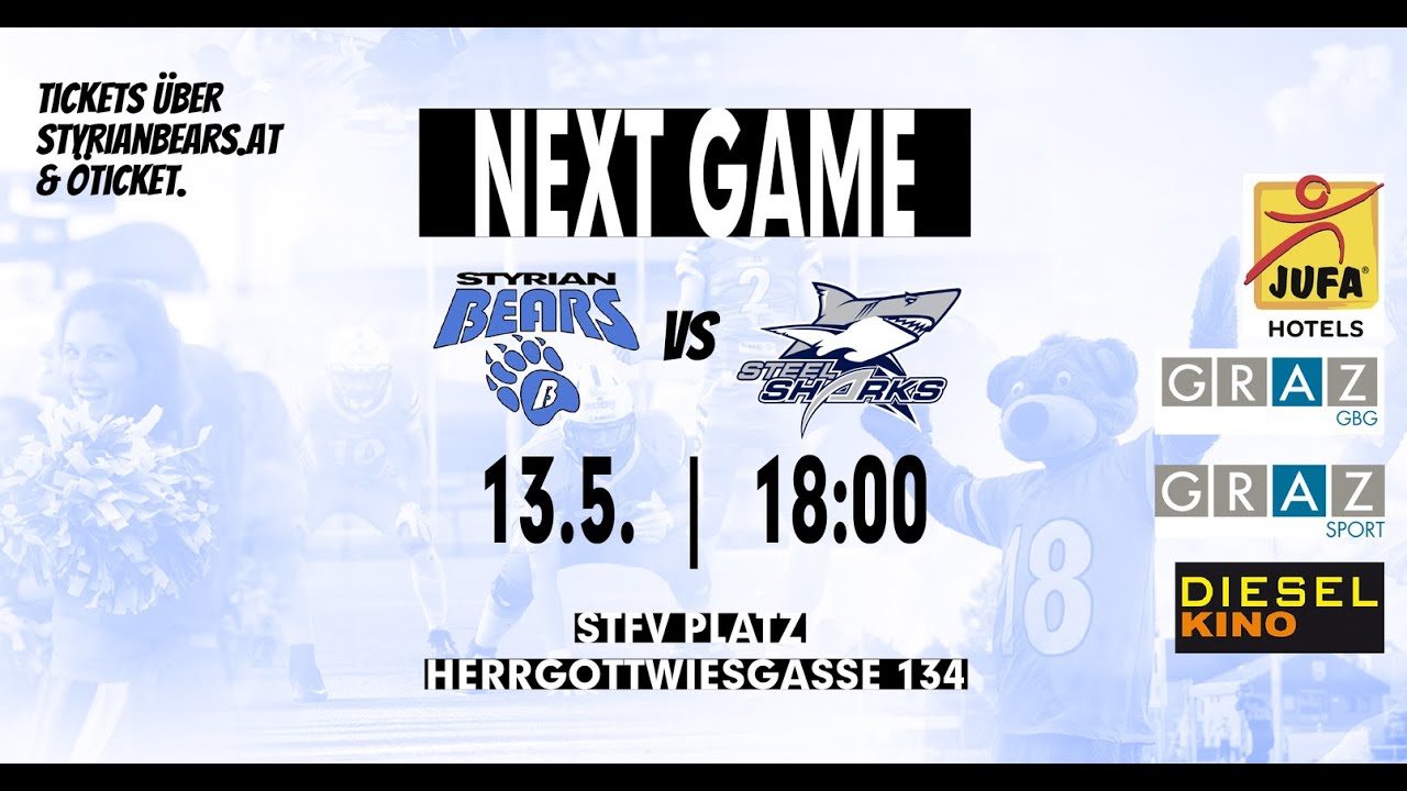BearsTV AFL Football Live | GBG Graz Styrian Bears vs. Steelsharks Traun 🏈