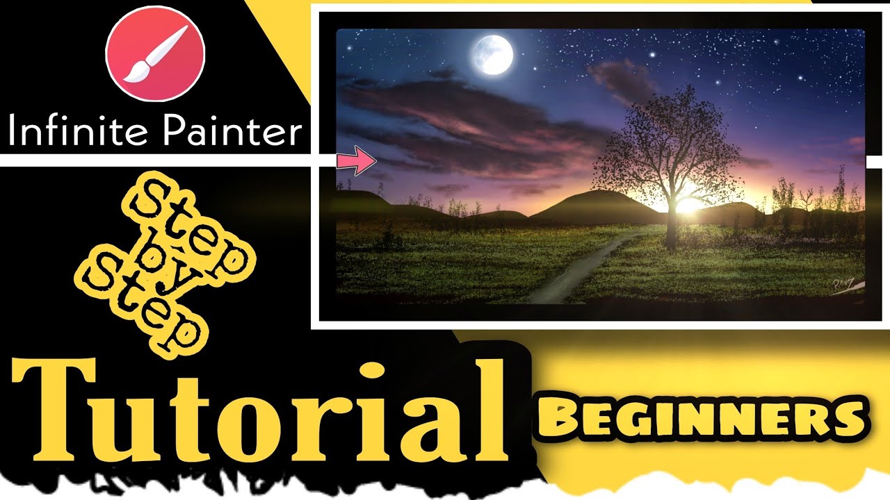 Infinite Painter Tutorial: Beautiful landscape | Digital Art for Beginners (2021) | ART on PHONE