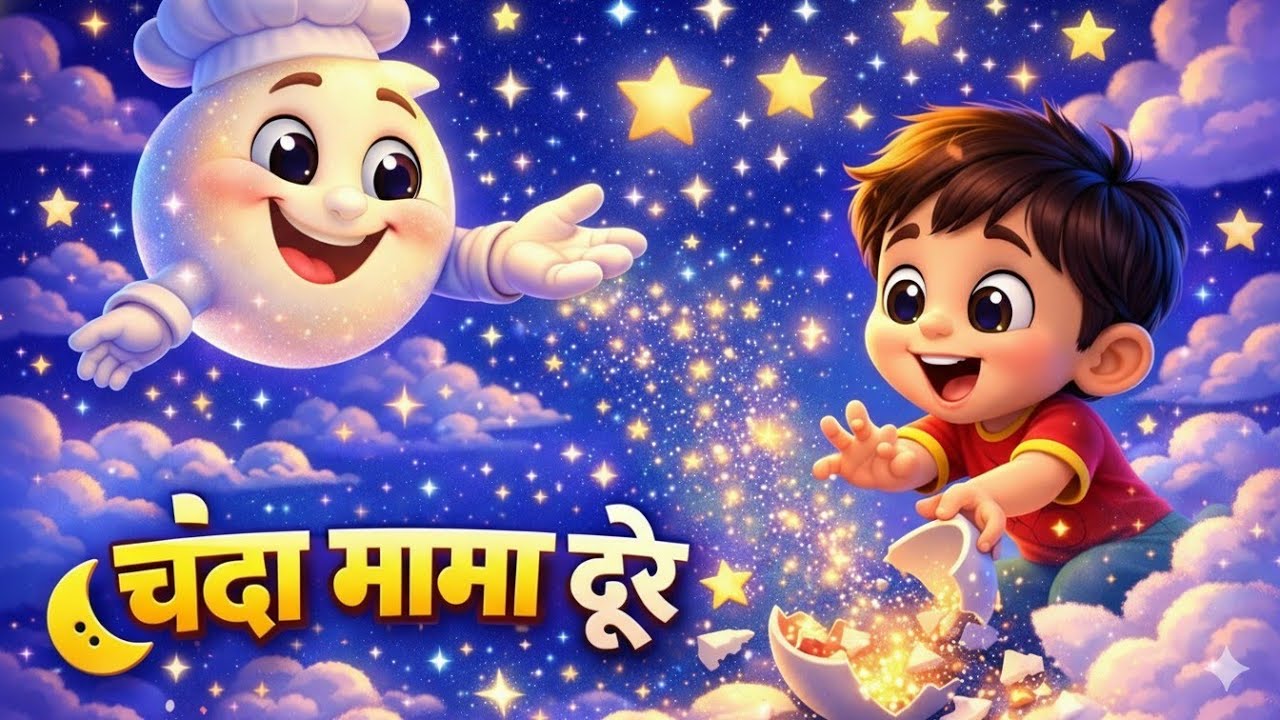 चंदा मामा दूर के 🌙 | Hindi Nursery Rhyme | Funny 3D Cartoon Kids Song | Chanda Mama Door Ke