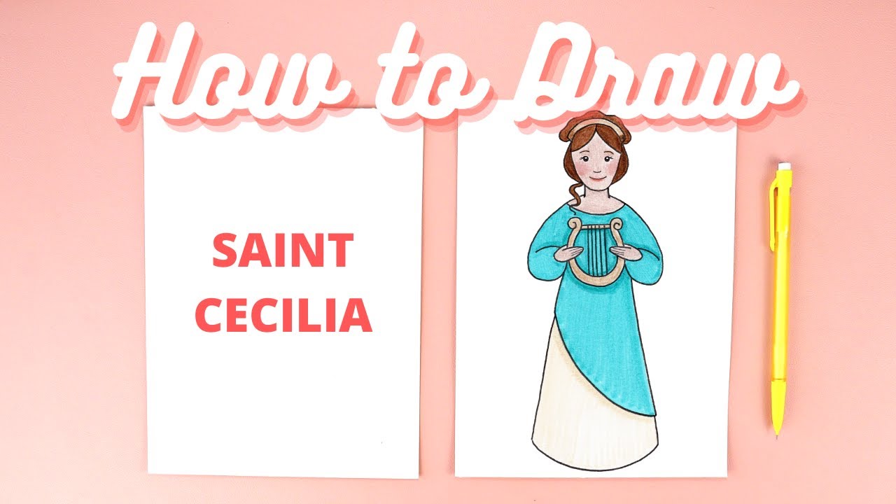 How to Draw St. Cecilia Step-by-Step Catholic Art Tutorial