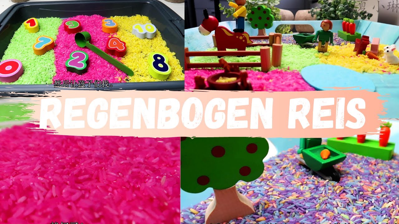 Regenbogen Reis selber machen! Sinnliche Wahrnehmung für Kinder - DIY Kinder Spiele