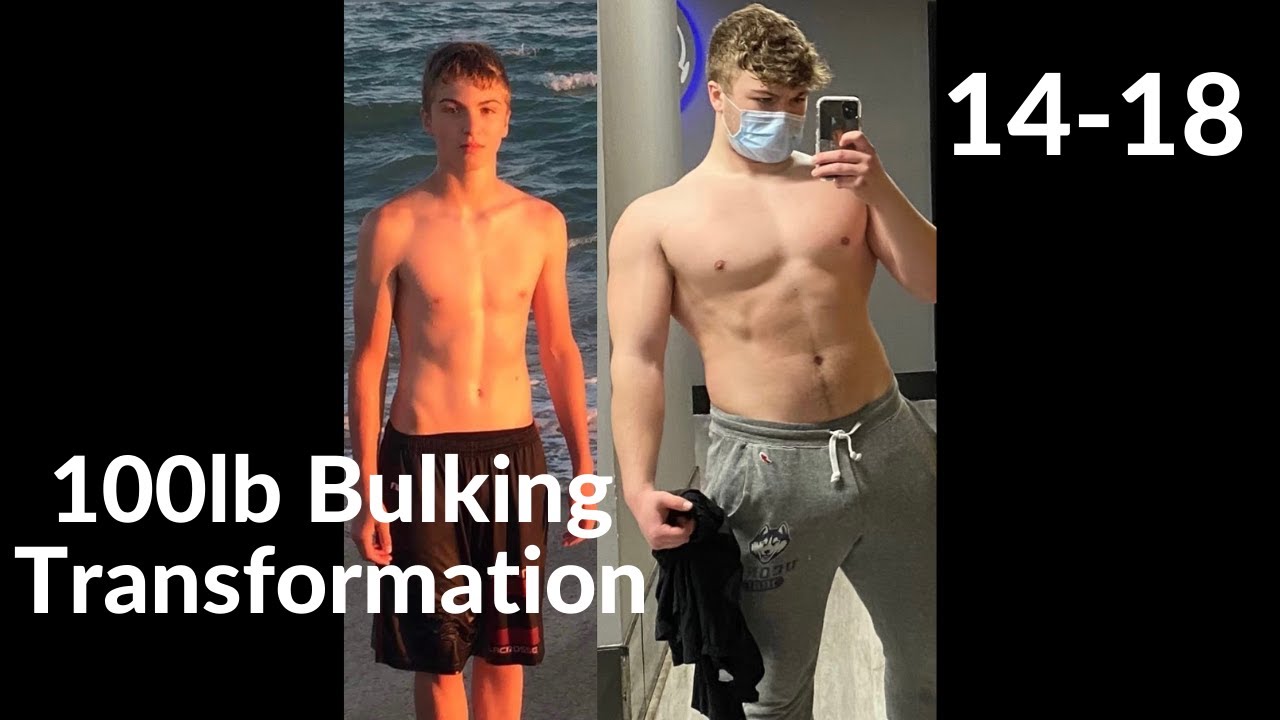 Noah Mason 14-18 Natural Bulking Transformation. 100lb Gain, 135-235lbs