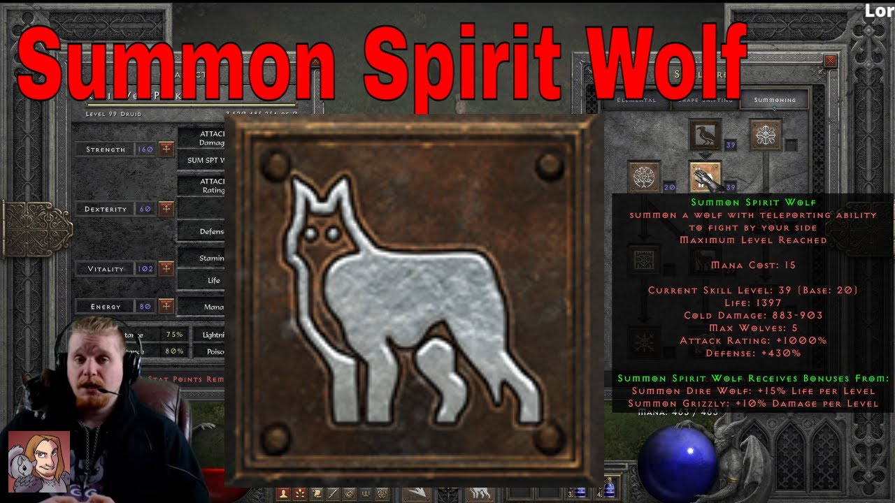 D2R Skills & Abilities - Summon Spirit Wolf (Druid Summoning Tree)