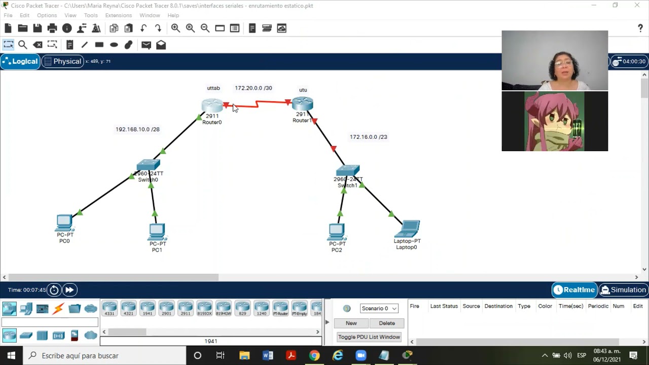 Ruta Estática - Ejercicio desde cero Interfaces, Switch y ping para terminar con el comando Ip Route