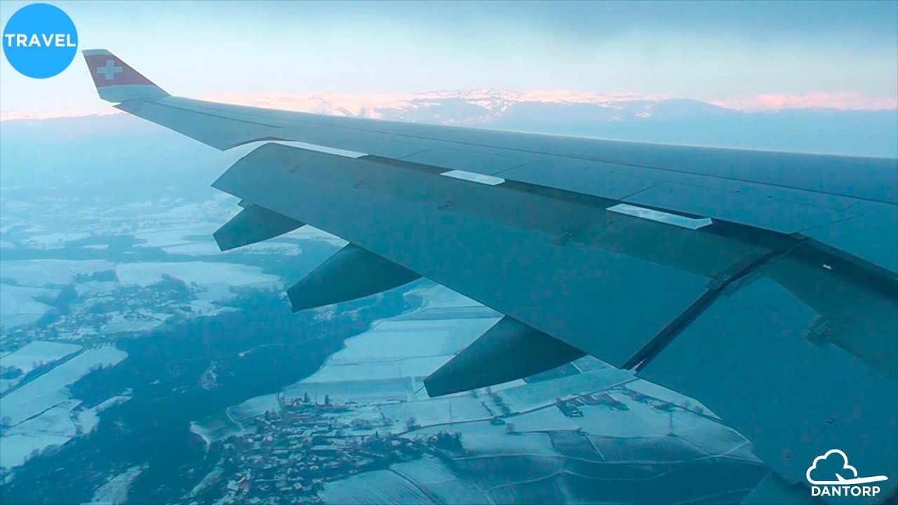 SWISS A330-300 STUNNING Sunrise Approach and Landing in Geneva over Mountains!
