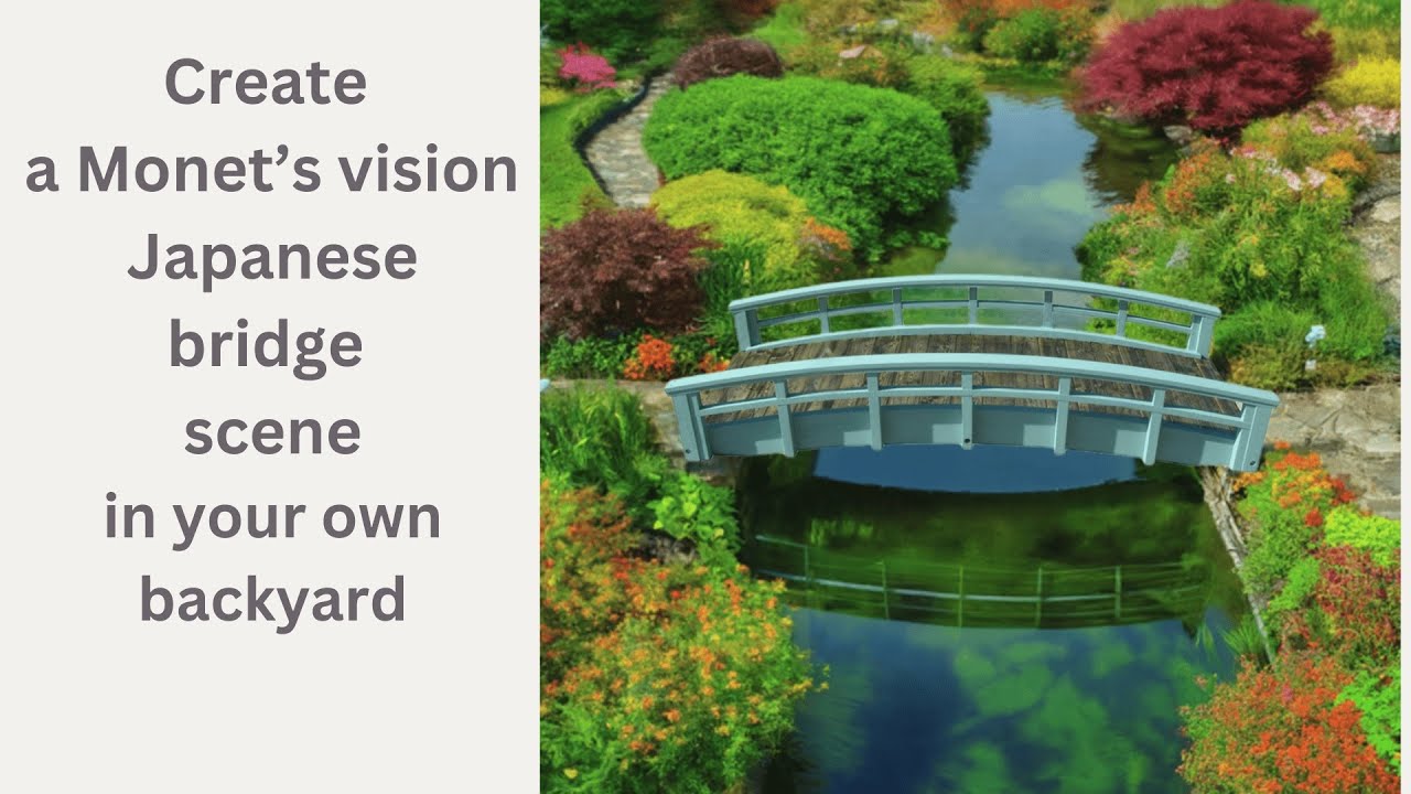 How to create a Monet's Japanese Bridge landscape with a pond bridge from SamsGazebo.