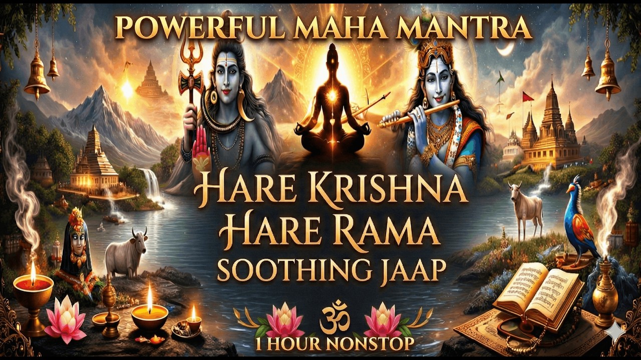 Hare Krishna Hare Rama Maha Mantra ✨ | 1 Hour Soothing Music Jaap | Stress Relief & Divine Vibes