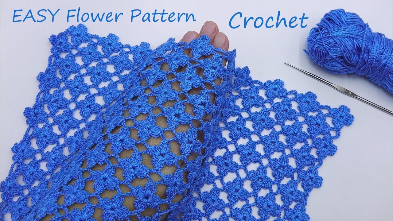 SUPER EASY Beautiful Flower Pattern Crochet 🌺 СУПЕР легкий ЦВЕТОЧНЫЙ УЗОР для вязания крючком