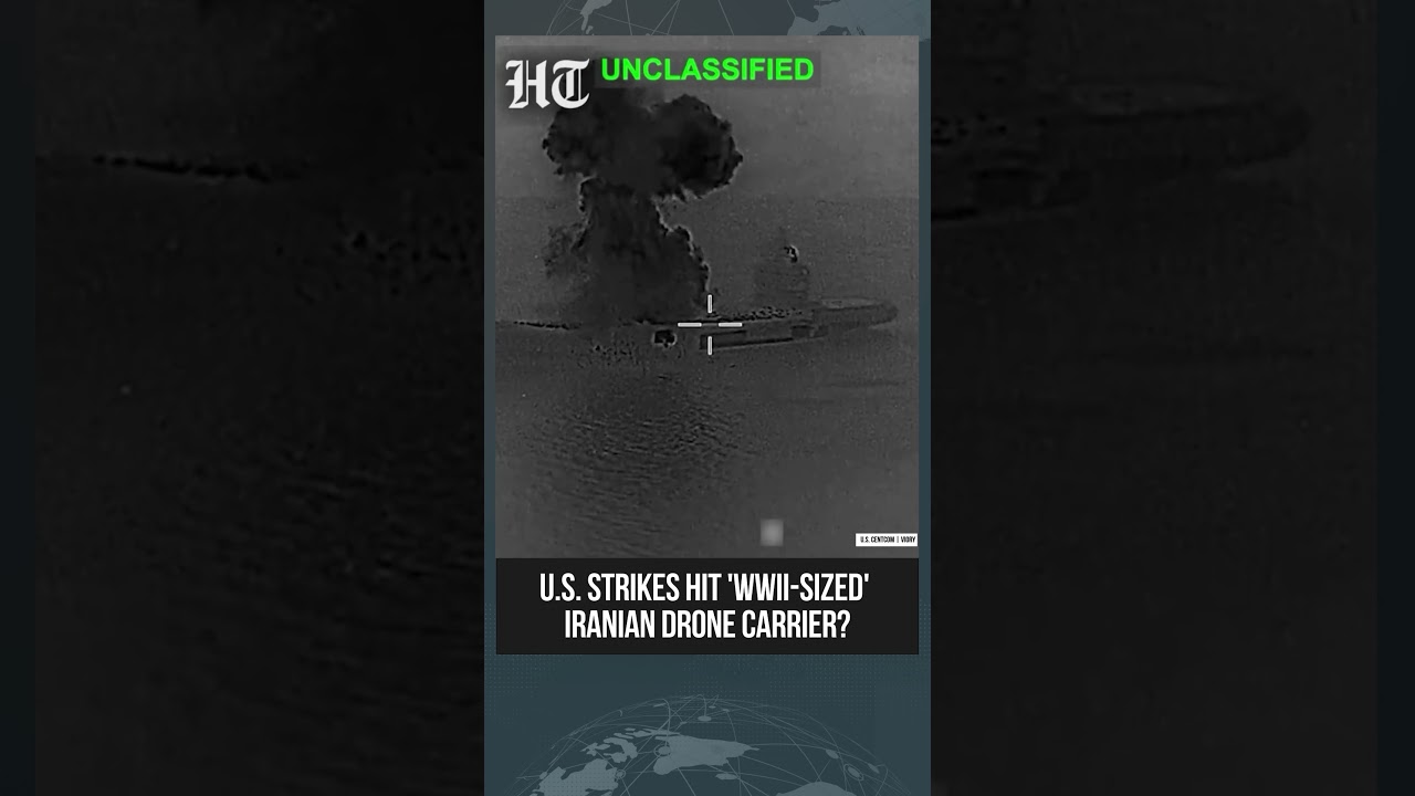 CENTCOM Shows Strike on Alleged &lsquo;WWII-Sized&rsquo; Iranian Drone Carrier | #shorts