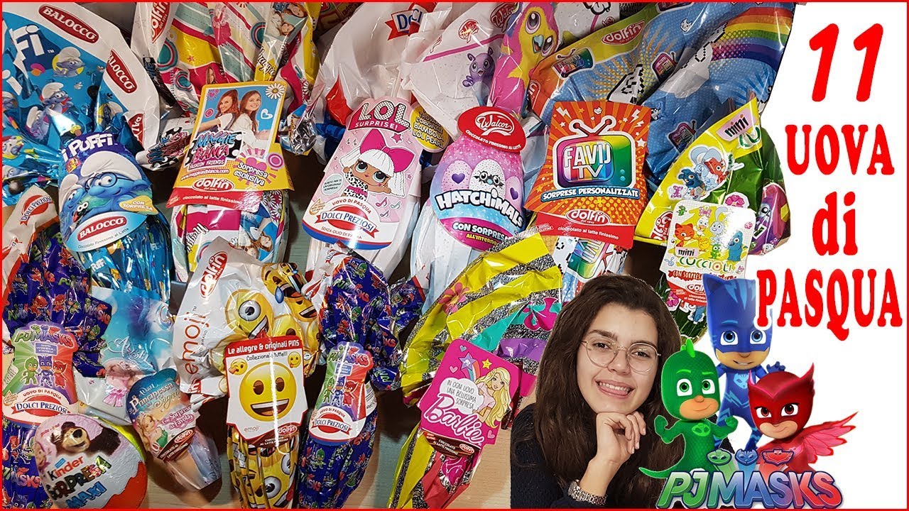 UOVA di PASQUA Pj Masks Super Pigiamini Maggie e Bianca Barbie LOL Surprise Favij tv Masha e Orso