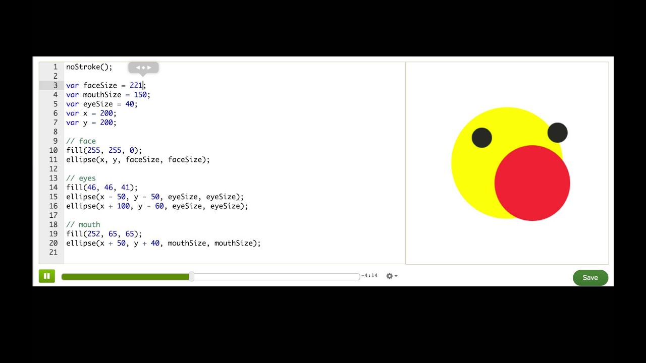 Resizing shapes with variable expressions | Computer Programming | Khan Academy