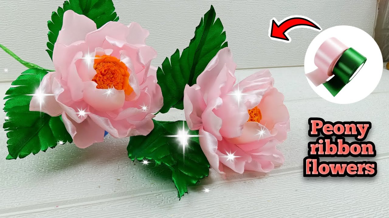 Pink Peony Ribbon flowers|| Bunga Peony dari Pita satin