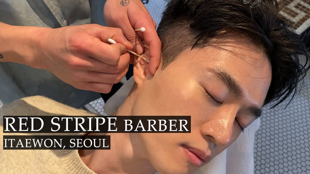 ASMR 이태원을 대표하는 현대적 스타일의 바버샵 | 레드스트라이프 | Haircut & Ear cleaning & Eyebrow Trim