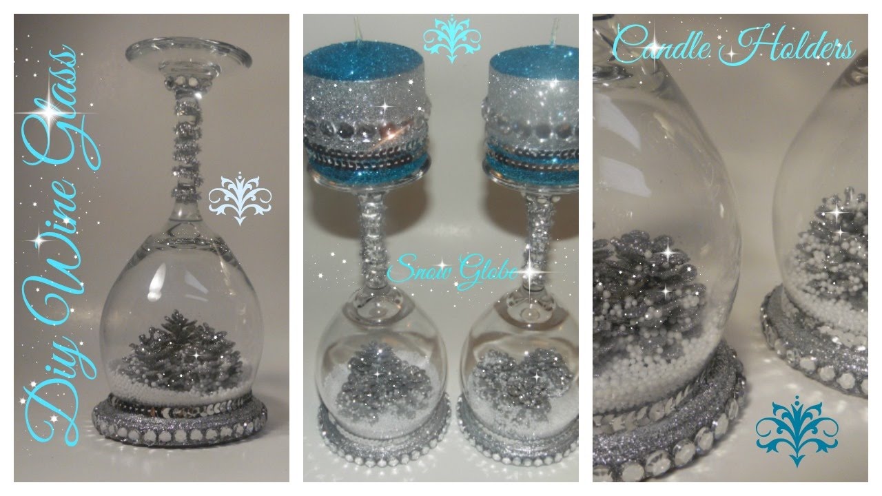 DIY - WINE GLASS SNOW GLOBE CANDLE HOLDER / DOLLAR TREE / CHRISTMAS DIY