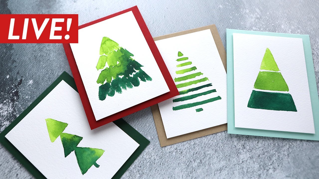 🔴 LIVE REPLAY! Paint with me! - Easy Watercolor Christmas Trees!