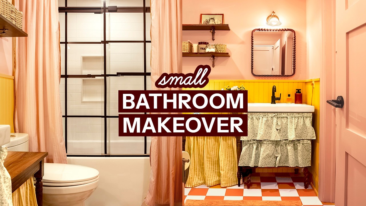 42 SQ FT small bathroom MAKEOVER with renter-friendly DIYs
