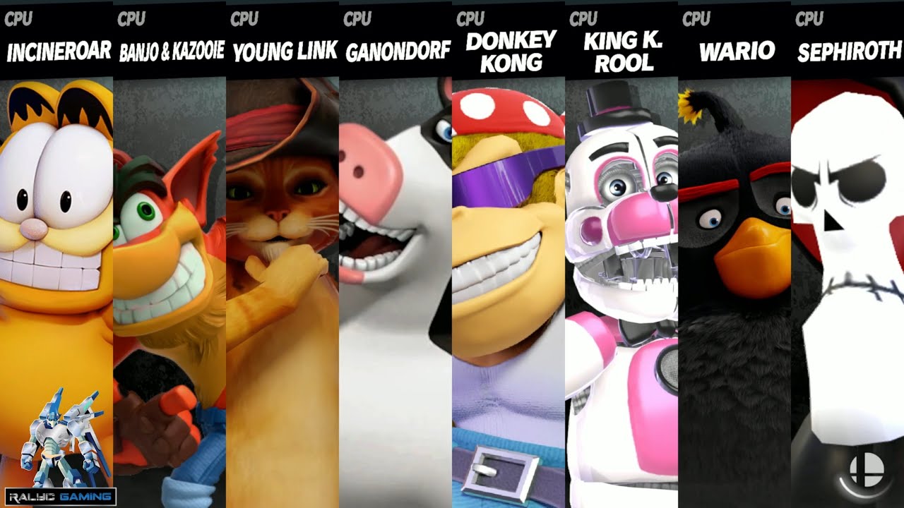 Garfield vs Crash vs Puss in Boots vs Otis vs Funky vs Freddy vs Bomb vs Grim