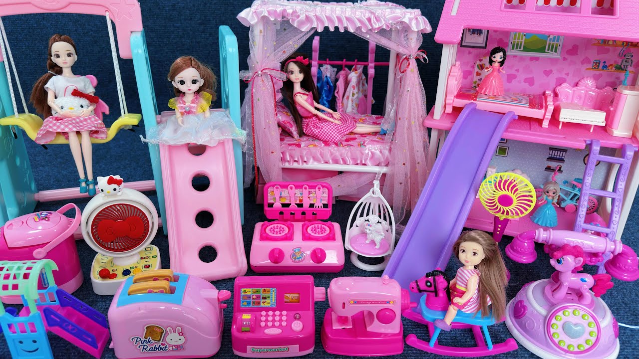 12 Minutes Satisfying with Unboxing Barbie Princess Villa and Swing Collection Toys Review | ASMR