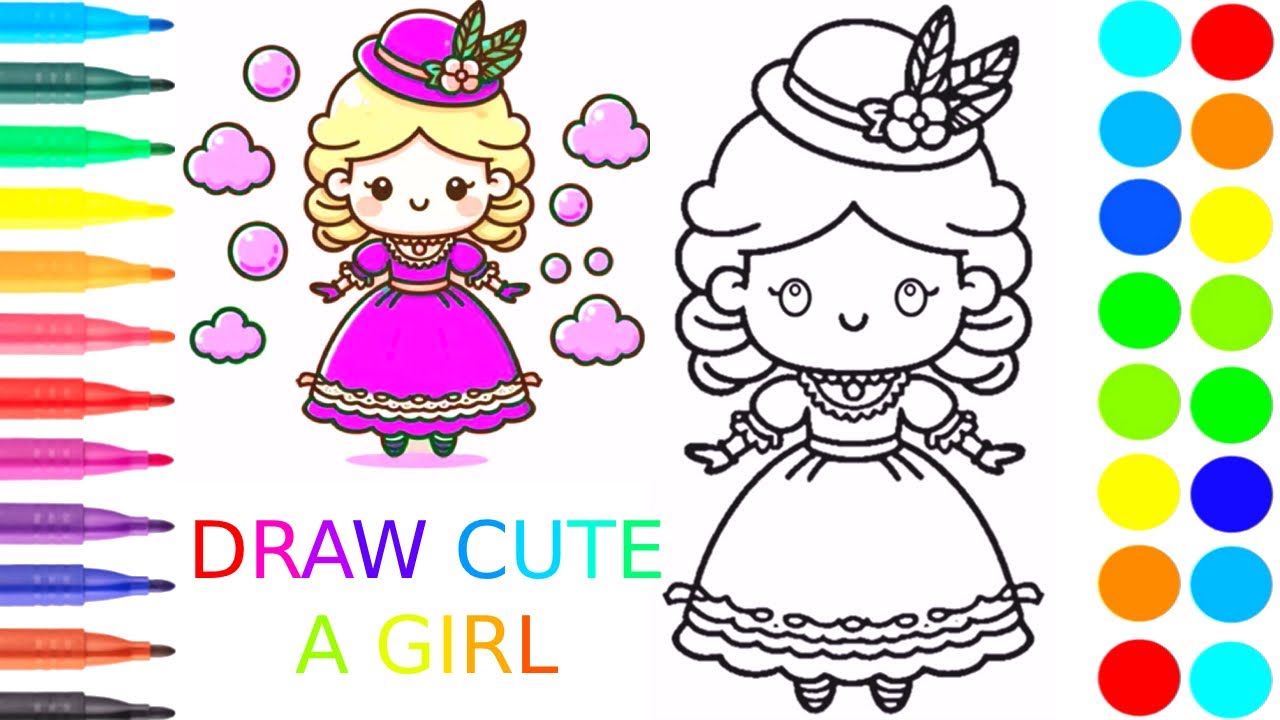 How to draw a cute little girl - Cute Easy Drawings - Drawing tutorial for toddlers