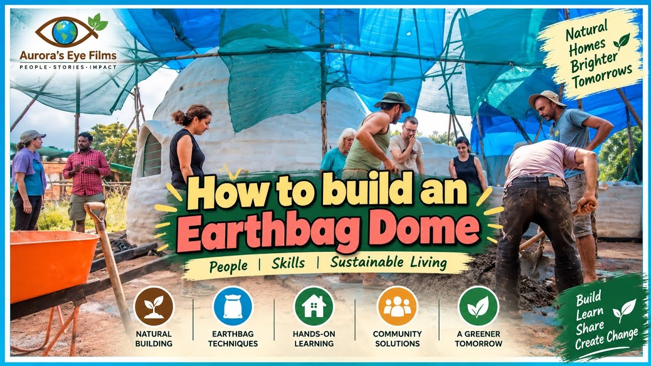 Building an Earthbag Dome | Joy of Impermanence Anitya | Auroville | Auroras Eye Films