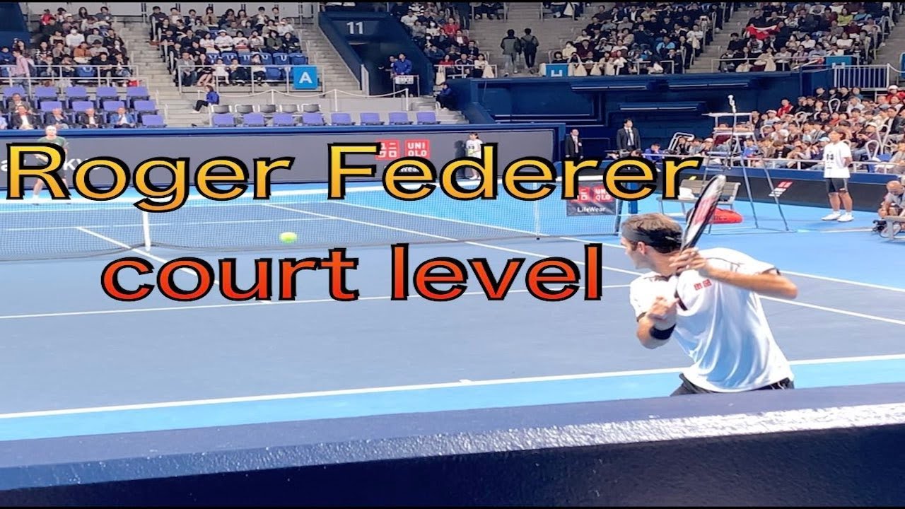 Roger Federer practice with John Isner court level 4K 60fps【UNIQLO LIFE WEAR DAY 】