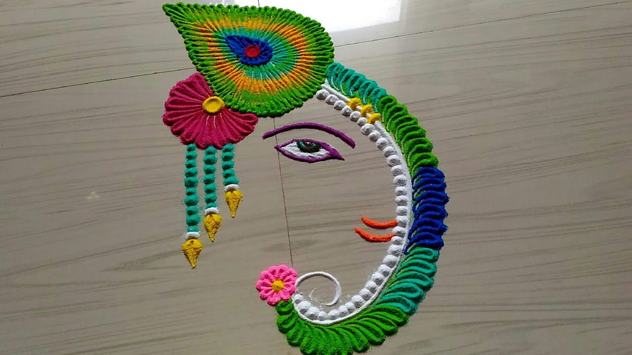 Ganesh chathurthi rangoli design with colours/rangoli2018