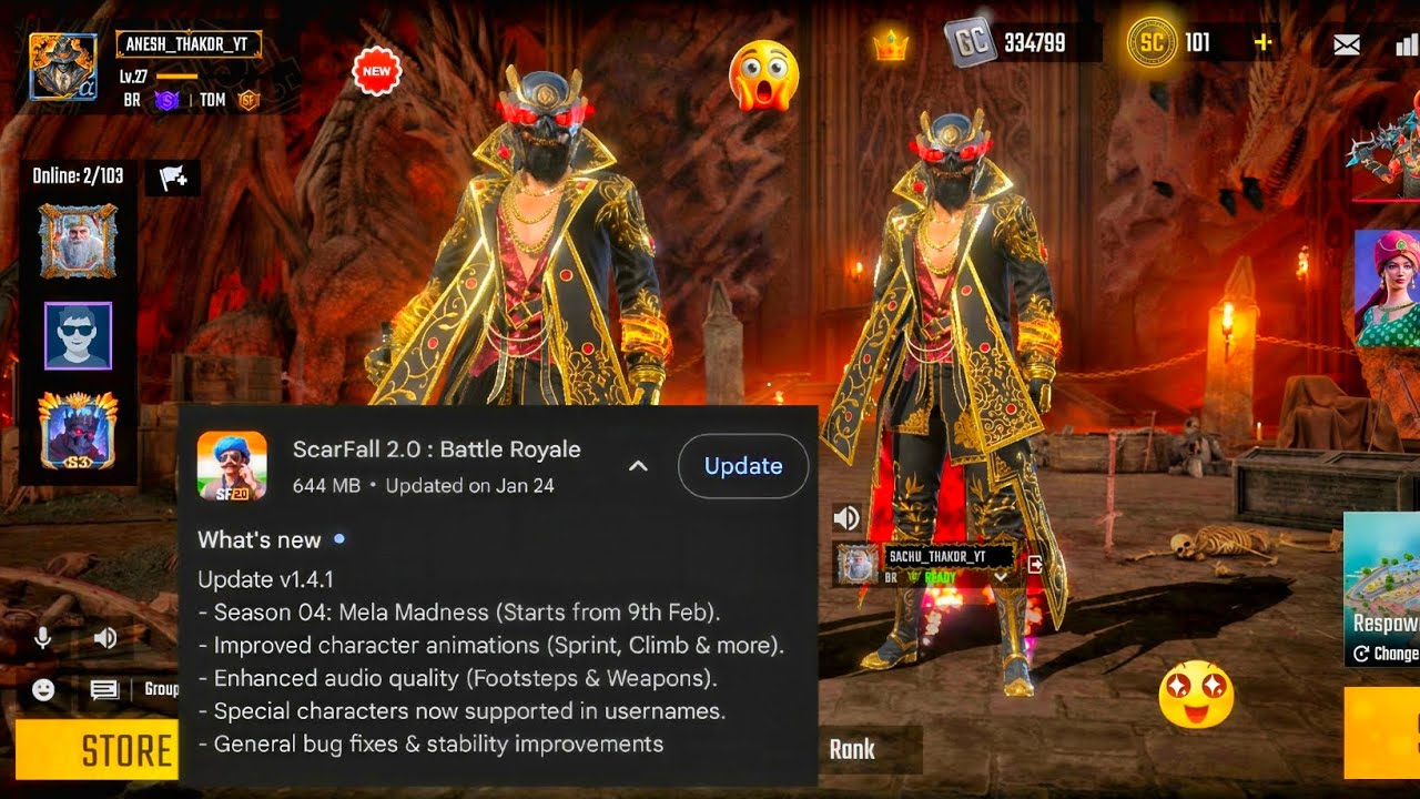 ScarFall 2.0 v1.4.1 Update 😱 Season 4 Mela Madness | Full Update Details 🥳 ( 06.01.2026 ) 