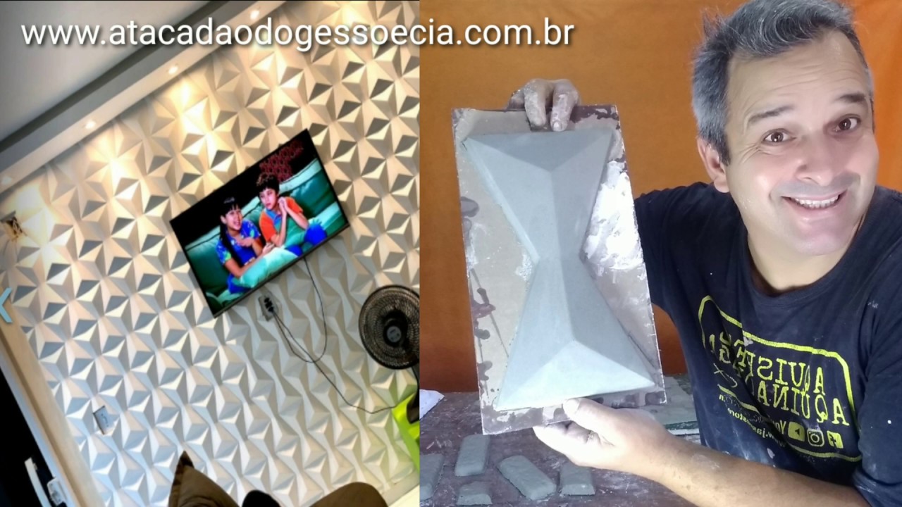 PLACA 3D CIMENTO AREIA E GESSO - COMO FAZER PLACA CIMENTICIA COM AREIA E CIMENTO