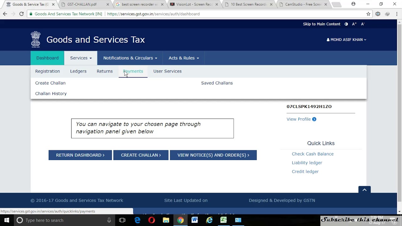 Generate GST Challan & Online Payment   Live GSTIN | Learn how to pay in GST on GST websitee