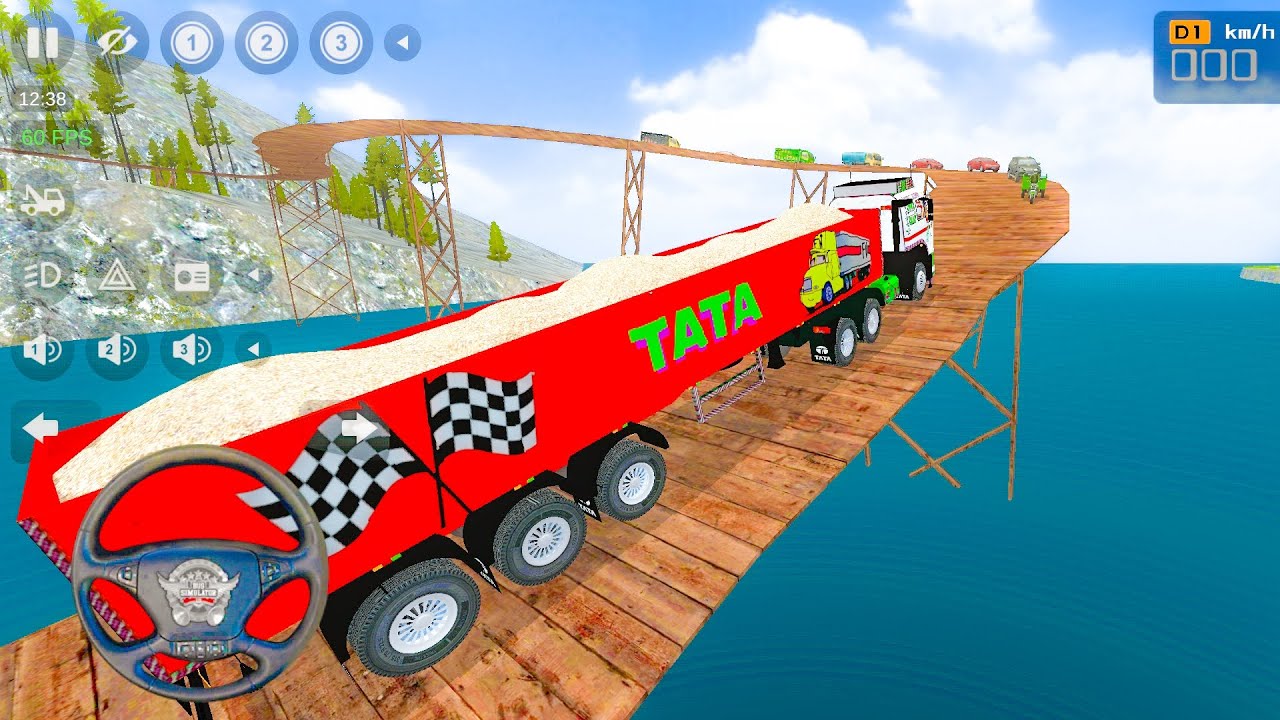 TATA Big Trolley Truck offRoad Drive Full Loaded Truck Driving Gameplay Bus Simulator indonesia