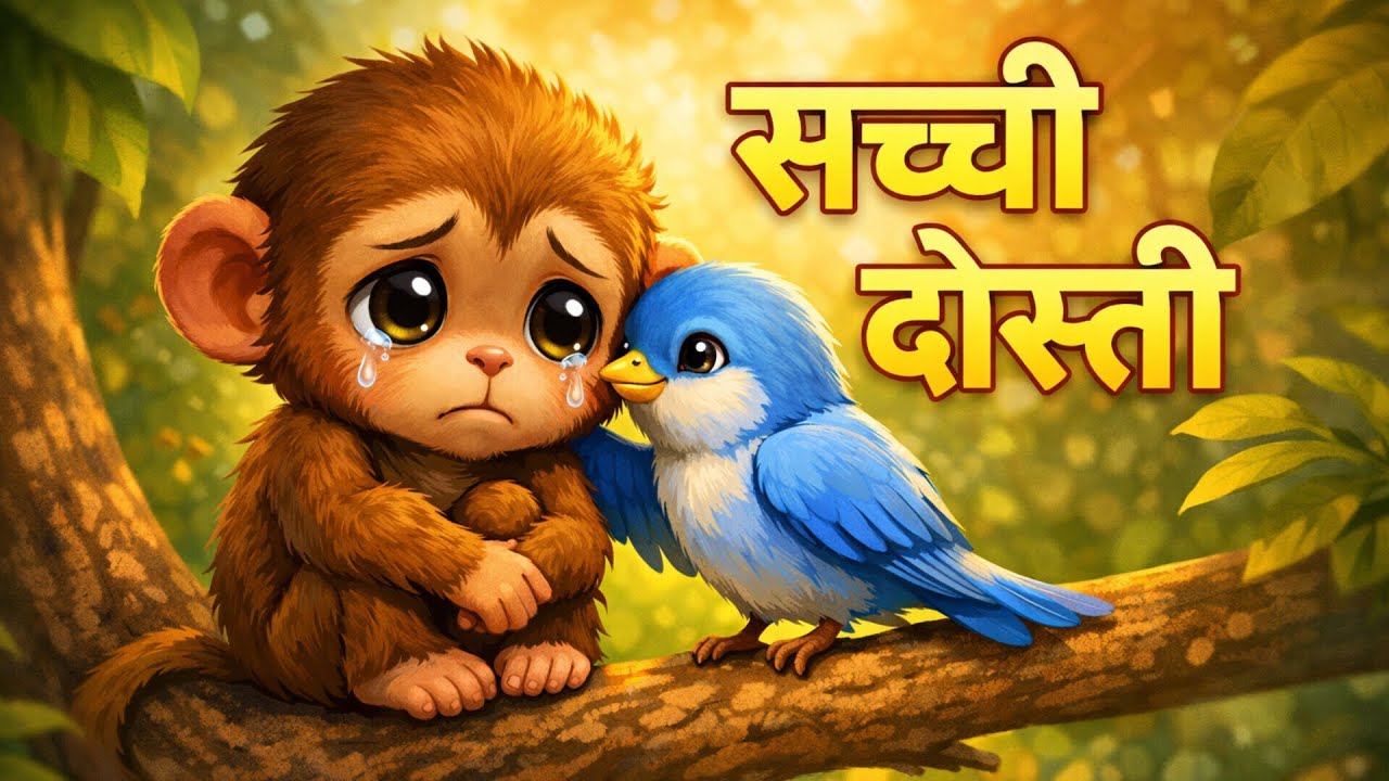 बंटी बंदर और नीलू चिड़िया की सच्ची दोस्ती | Kids Moral Story in Hindi 🐒🐦