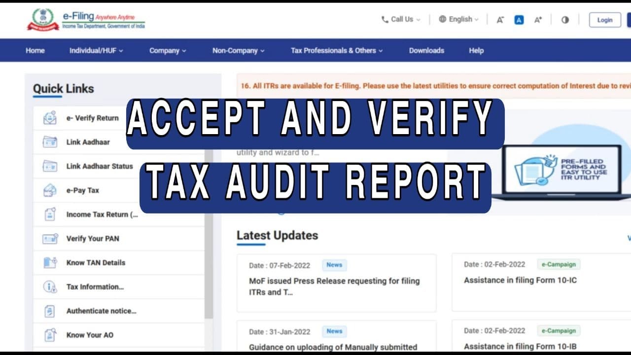 How to Accept and Verify TAX AUDIT REPORT  on New Income TAX Portal