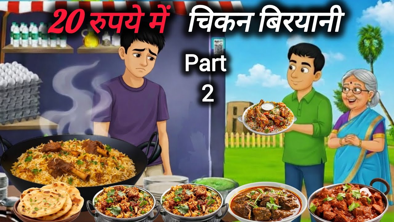 20 रुपये में चिकन बिरयानी| hindi kahani| Hindi story|Moral stories |cartoon videos |cartoon kahani|